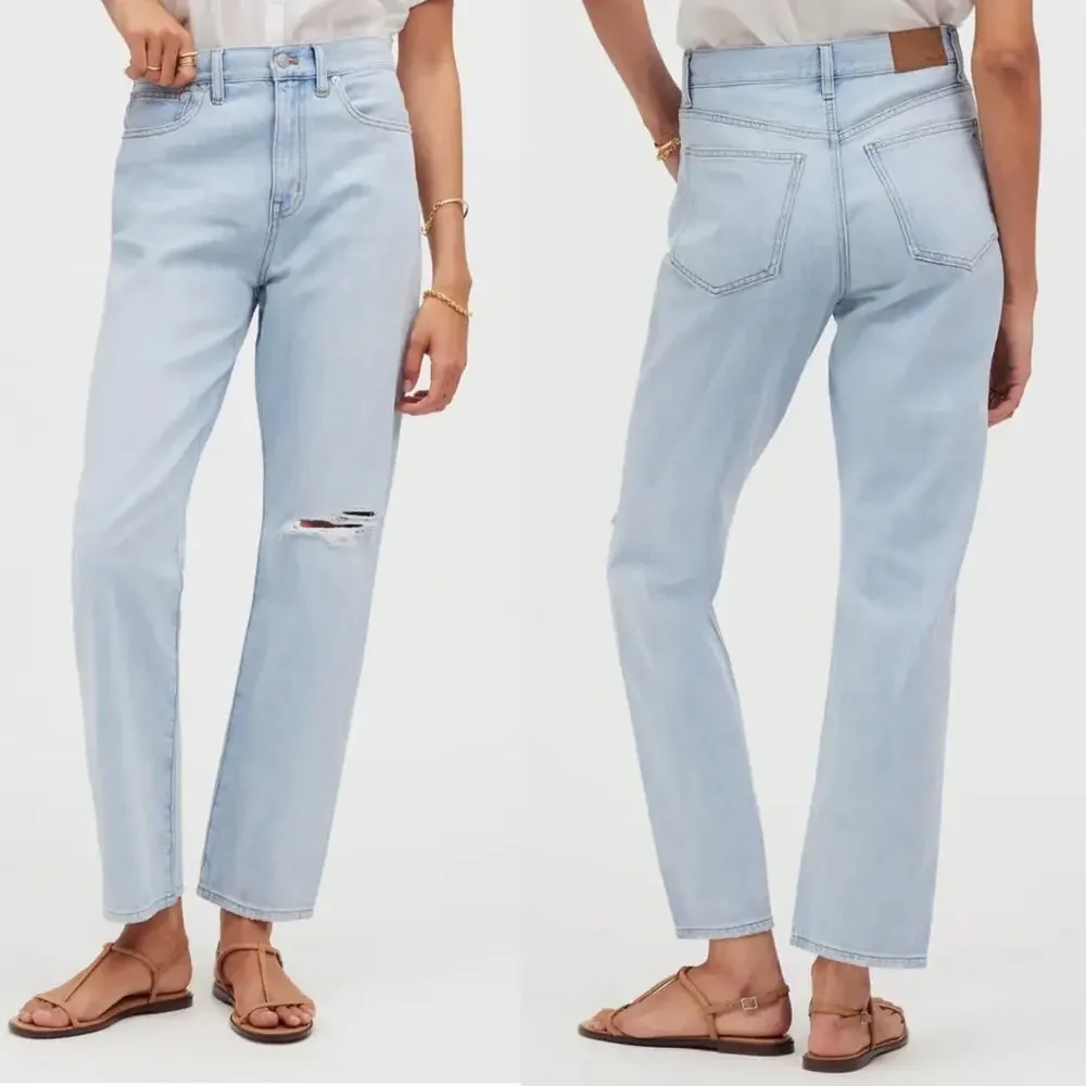 Madewell 90s Straight Crop Ripped Knee Jeans Womens 25 Fitzgerald